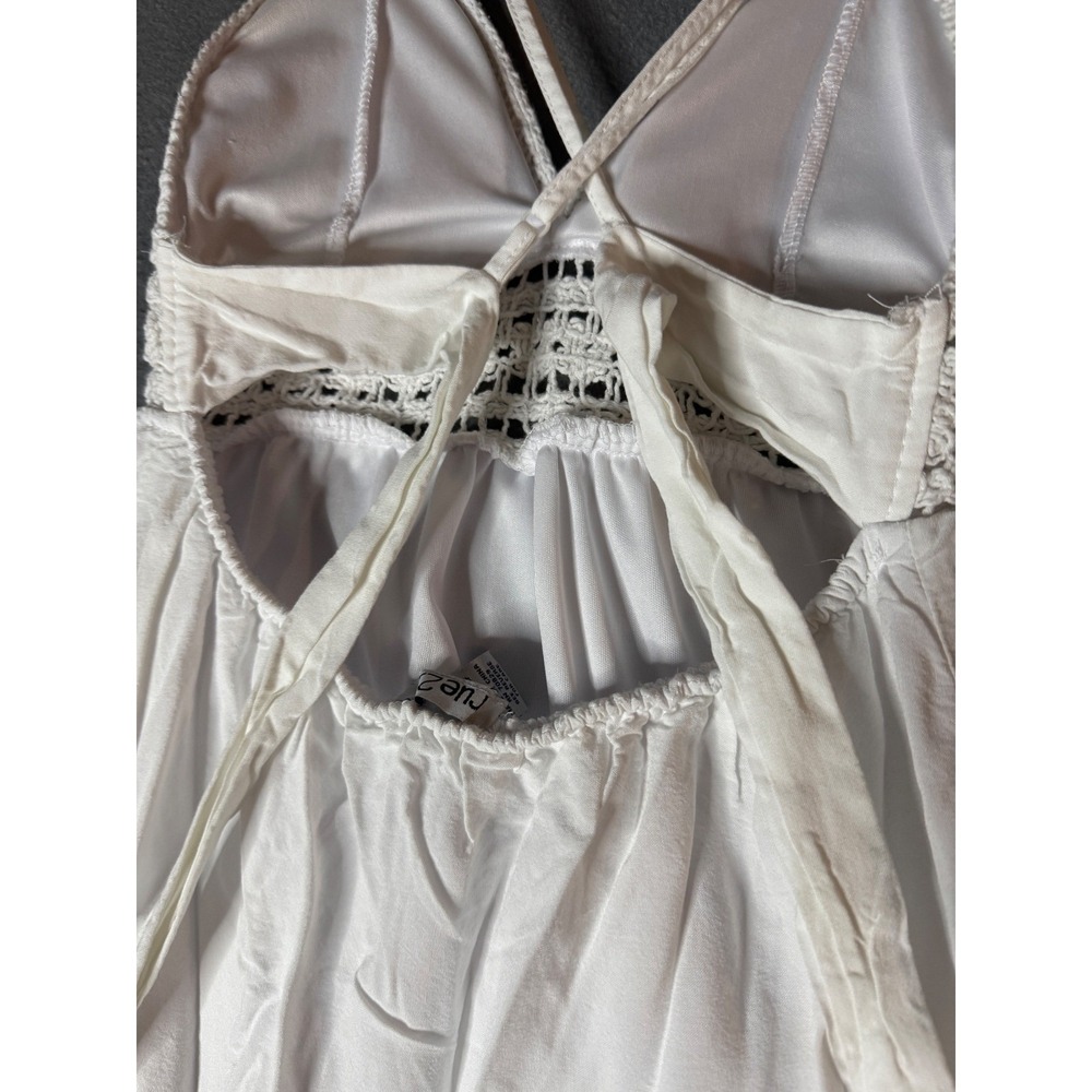 Rue21 Womens XS White Crochet Bodice Mini Dress Boho Festival Summer Ruffle Hem - Picture 9 of 14
